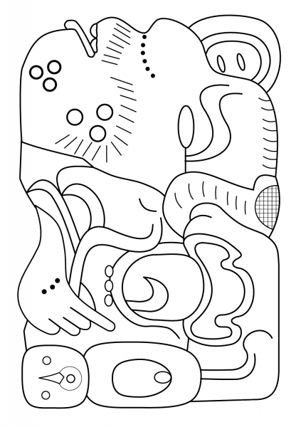 Mayan Glyph coloring page image