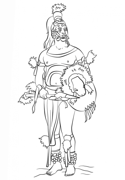 Mayan Warrior coloring page image