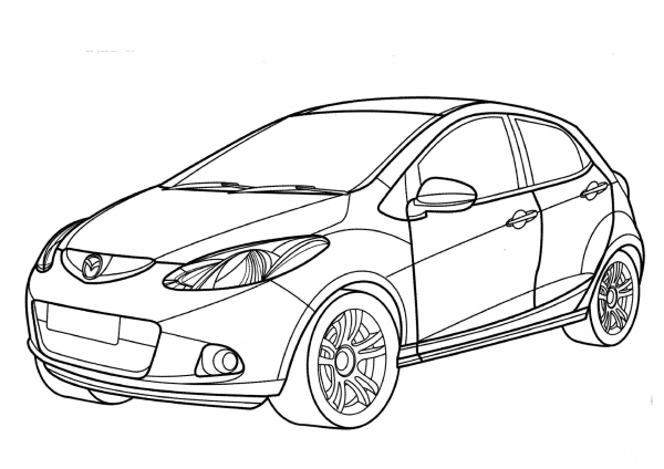 Mazda 2  coloring page image