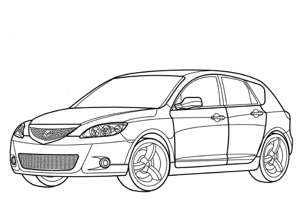 Mazda 3 hatchback  coloring page image