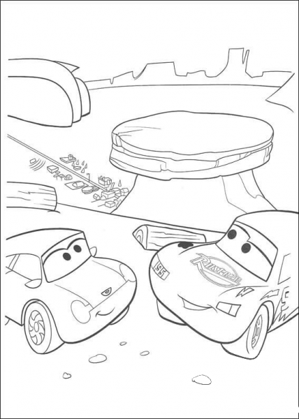 Mc’Queen And His Girlfriend Sally  coloring page image