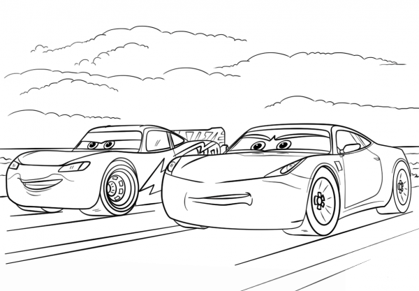 McQueen and Ramirez from Cars 3 coloring page image