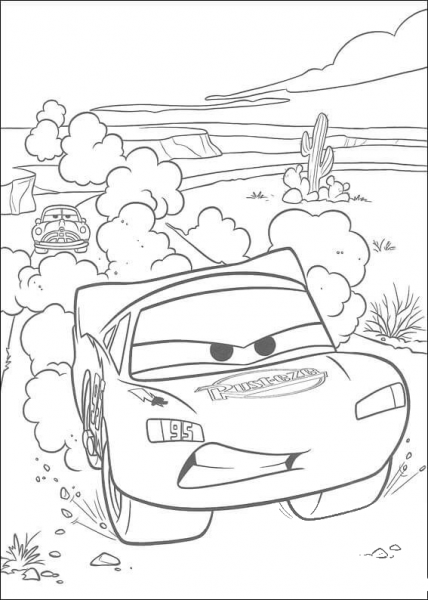McQueen at high speed coloring page image