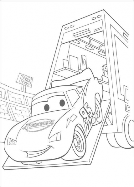 McQueen is Out From The Container  coloring page image
