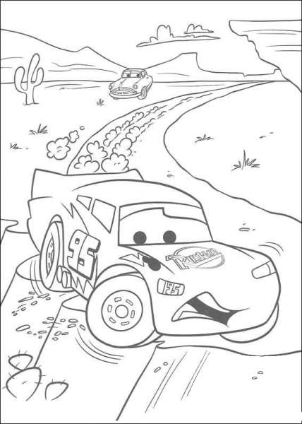 McQueen is Out Of The Track  coloring page image
