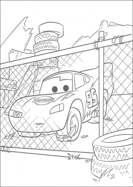 McQueen is Sad  coloring page image