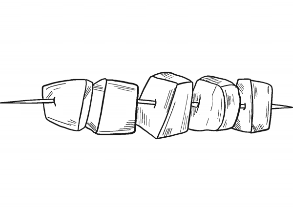 Meat Kebab coloring page image