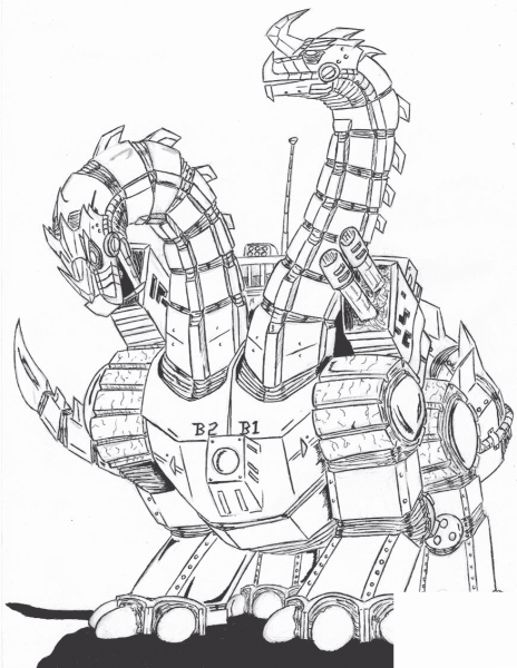 Mecha Brontosaurus coloring page image