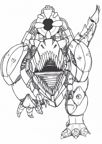 Mecha Vastatosaurus Rex coloring page image