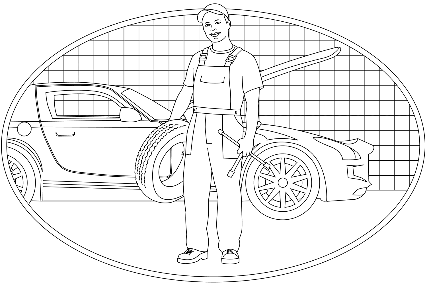 Mechanic coloring page - ColouringPages
