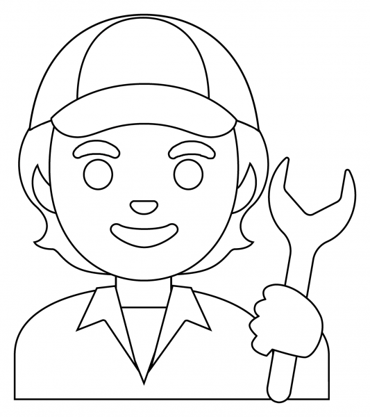 Mechanic Emoji coloring page image