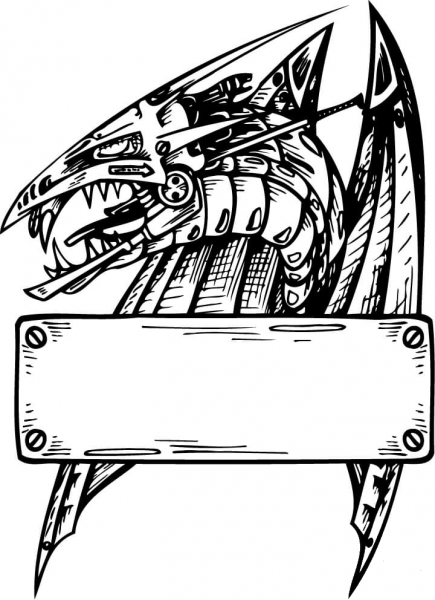 Mechanical Dragon coloring page image