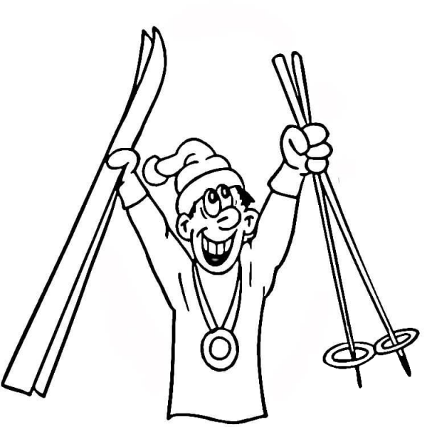Medal for Skiing  coloring page image