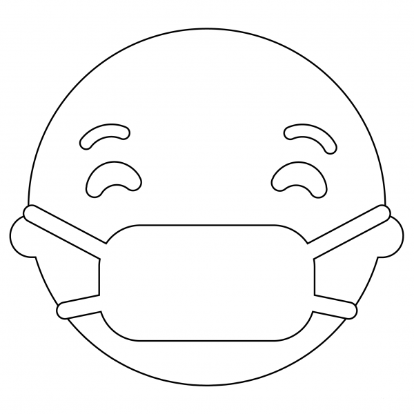 Medical Mask Face Emoji coloring page image