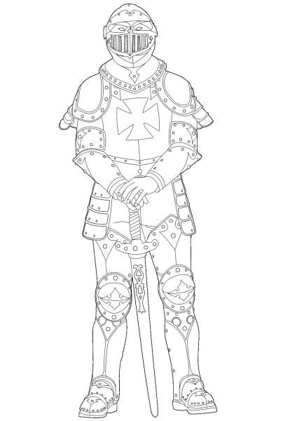 Medieval Knight coloring page image