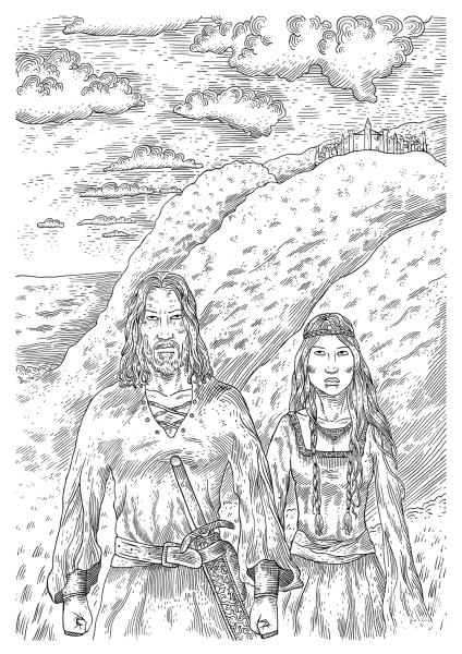 Medieval Peasant Warrior Goes to War coloring page image