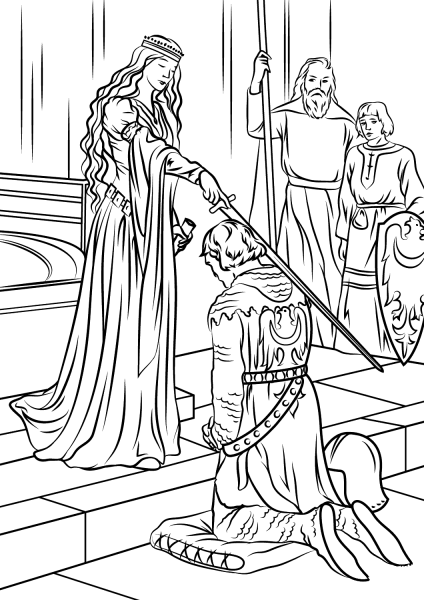 Medieval Princess  coloring page image
