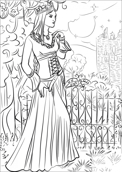 Medieval Times Princess coloring page image