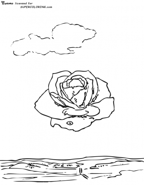 Meditative Rose By Salvador Dali  coloring page image