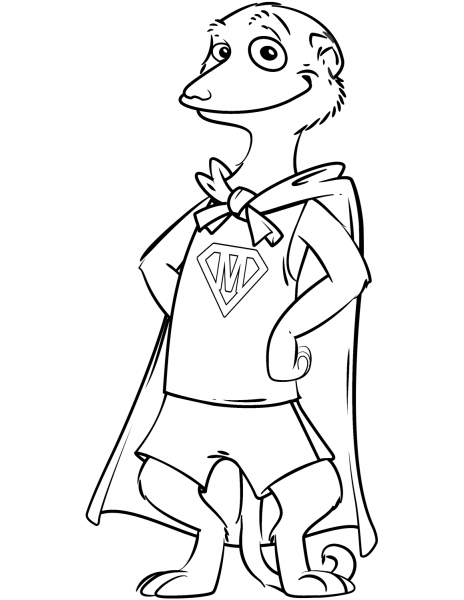 Meerkat Superhero coloring page image