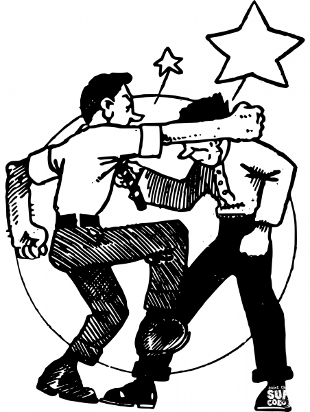 Men Fight coloring page image