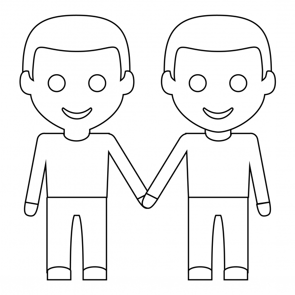 Men Holding Hands coloring page image