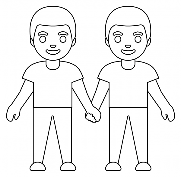 Men Holding Hands Emoji coloring page image