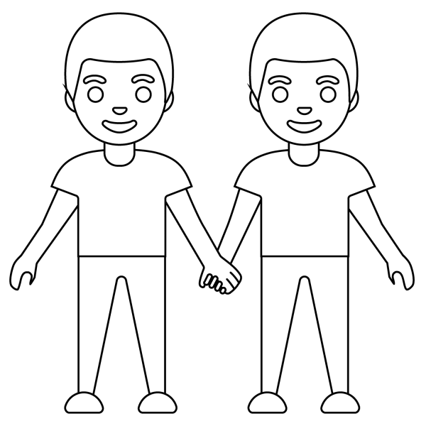 Men Holding Hands Emoji coloring page image