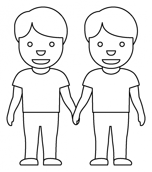 Men Holding Hands Emoji coloring page image