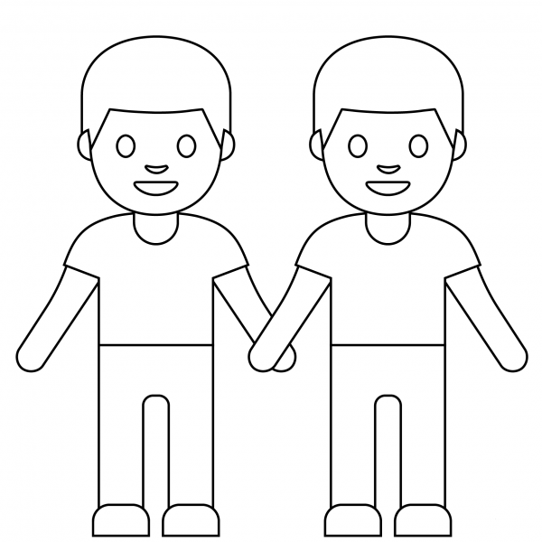 Men Holding Hands Emoji coloring page image