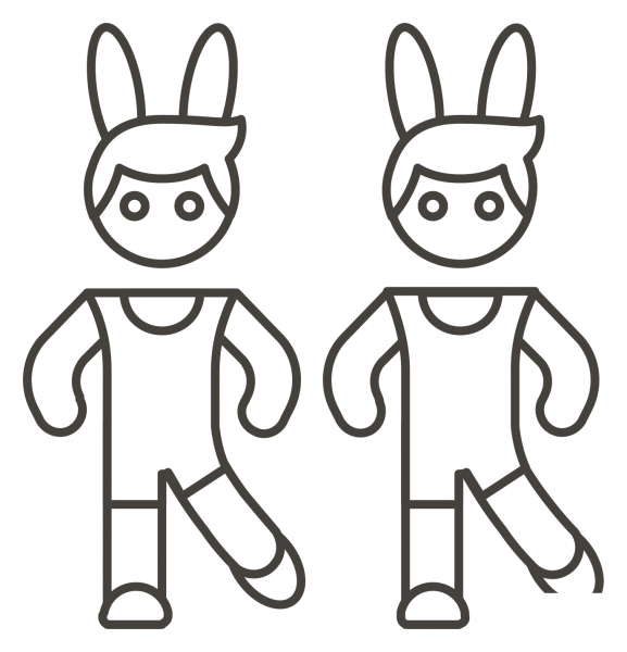 Men with Bunny Ears coloring page image