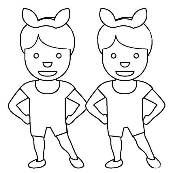 Men with Bunny Ears Emoji coloring page image
