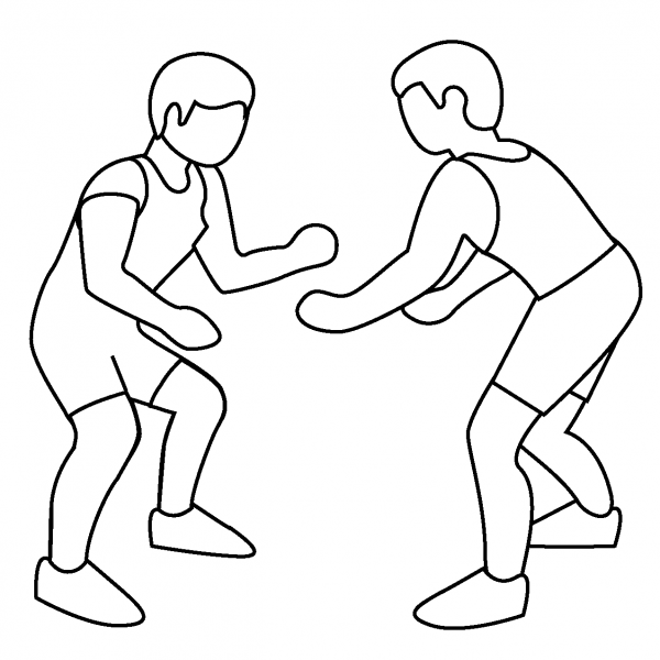 Men Wrestling Emoji coloring page image