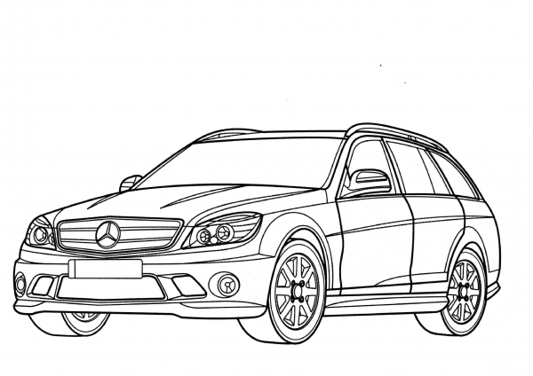 Mercedes-Benz C-Class wagon coloring page image
