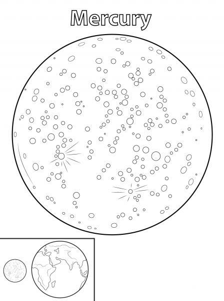 Mercury Planet coloring page image