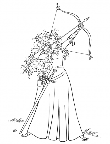 Merida Shoots for Her Own Hand coloring page image