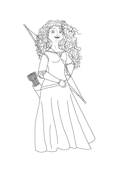 Merida Shows Off Her Bow And Arrows coloring page image