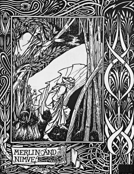 Merlin and Nimue coloring page image