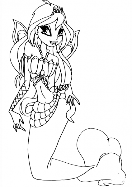 Mermaid Bloom coloring page image