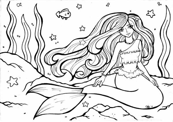 Mermaid coloring page image