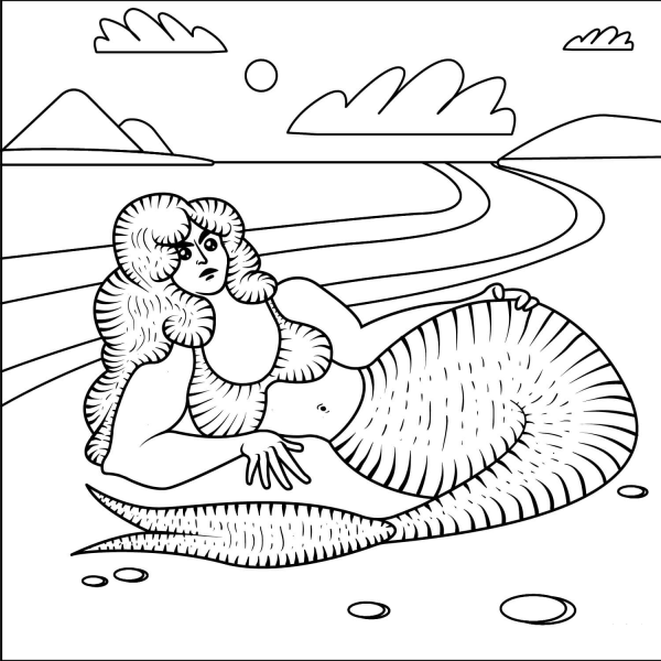 Mermaid coloring page image