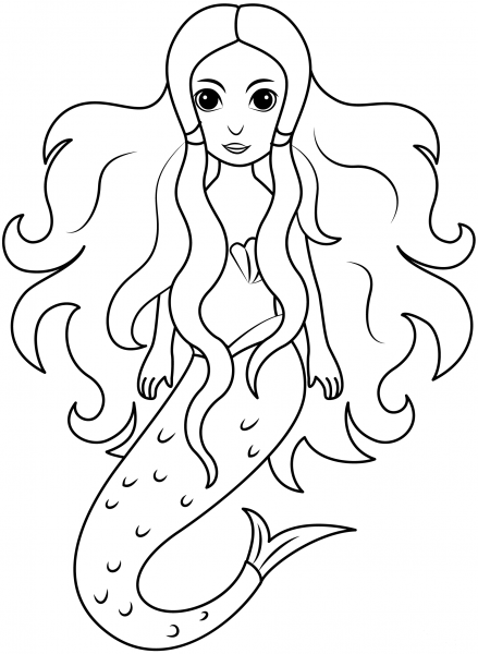 Mermaid coloring page image