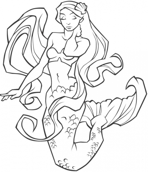 Mermaid  coloring page image