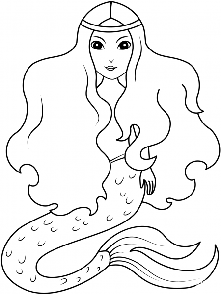Mermaid coloring page image