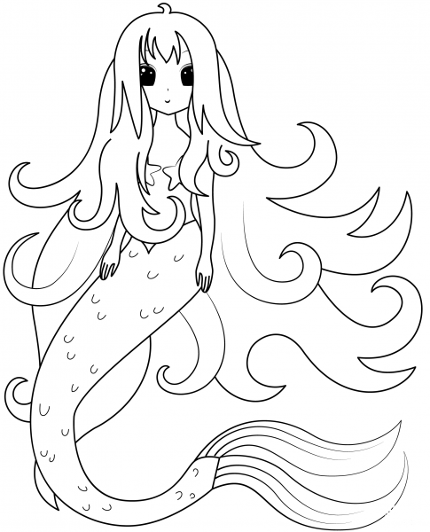 Mermaid coloring page image