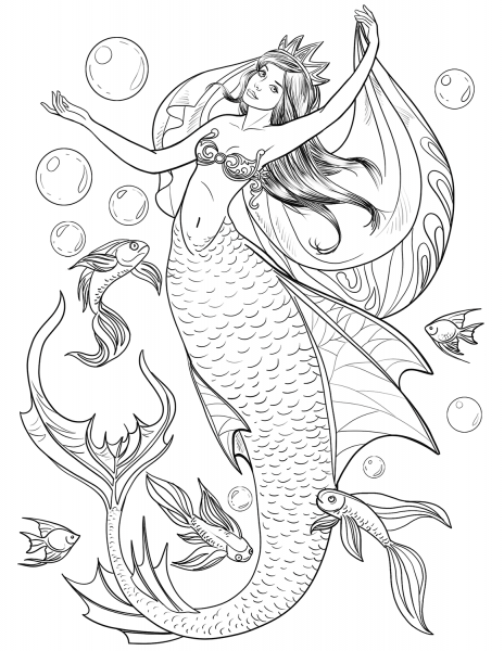 Mermaid coloring page image