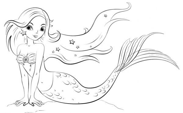 Mermaid coloring page image
