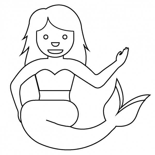 Mermaid Emoji coloring page image