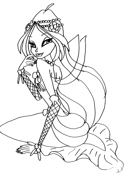 Mermaid Flora coloring page image