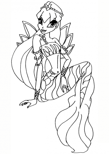 Mermaid Stella coloring page image